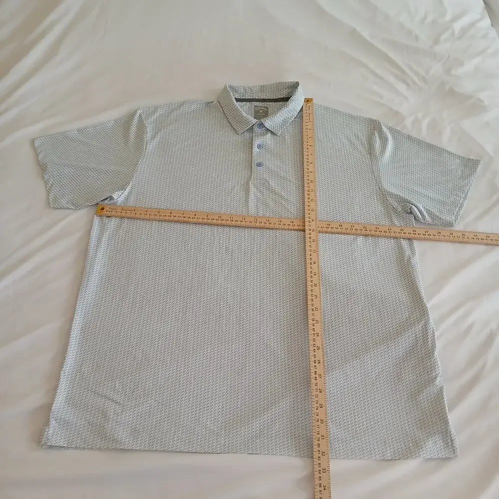 Callaway Polo Shirt Men's XXL White Geometric Performance Golf Opti-dri Stretch - Picture 9 of 12